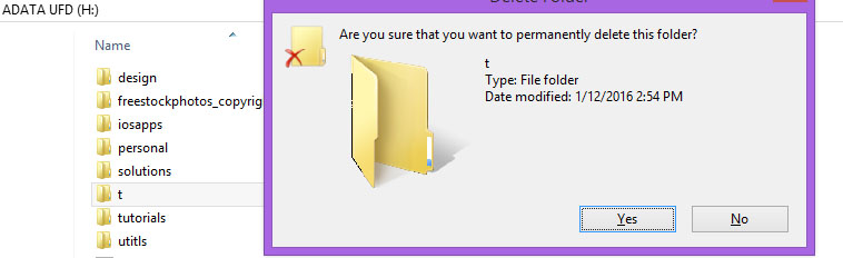 Confirm that you want to delete folder permanently