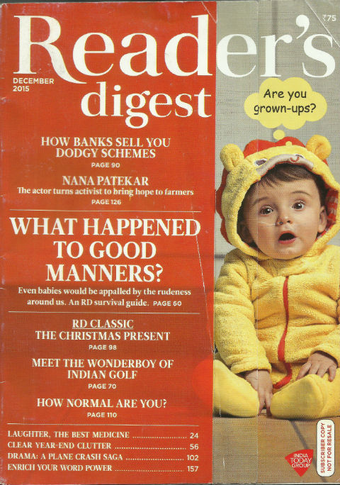 Reader's Digest (India Edition) December 2015 issue - cover page